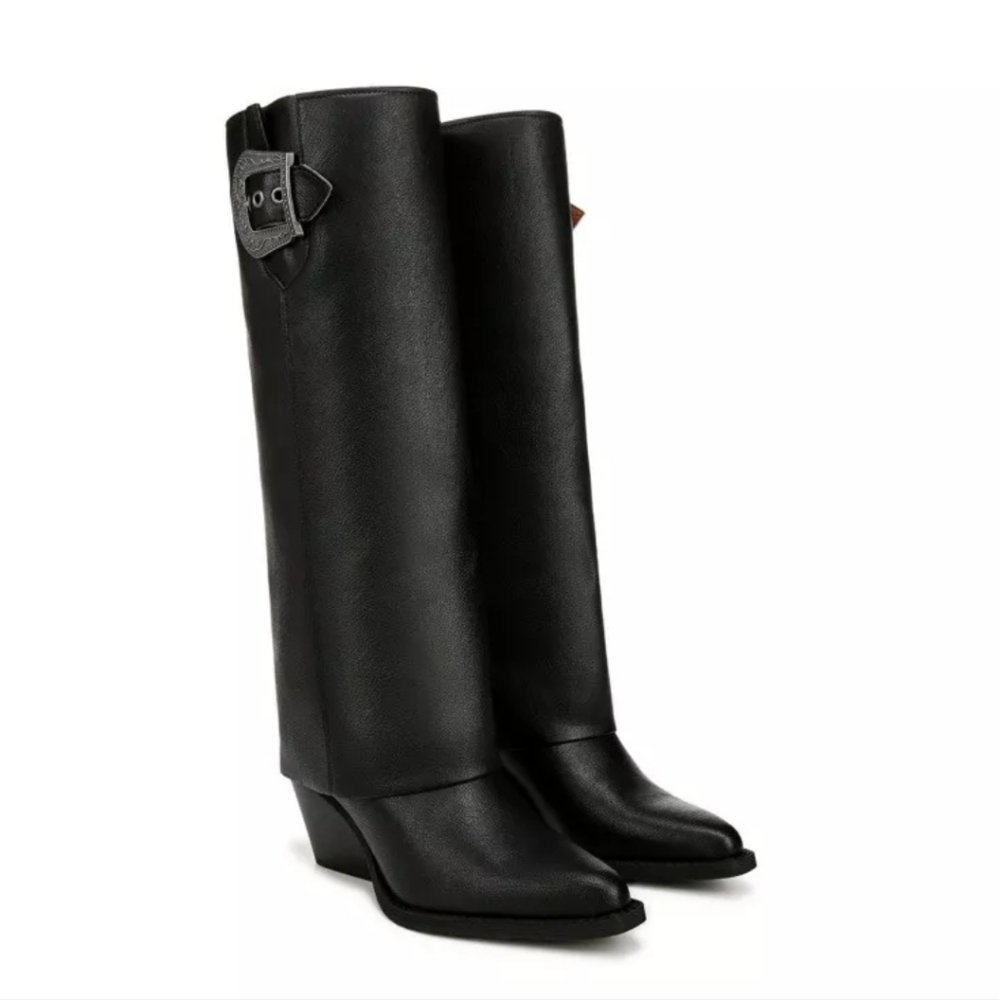 Zodiac Womens Rowena-Wings Zip Tall Black Western Boots Size 8